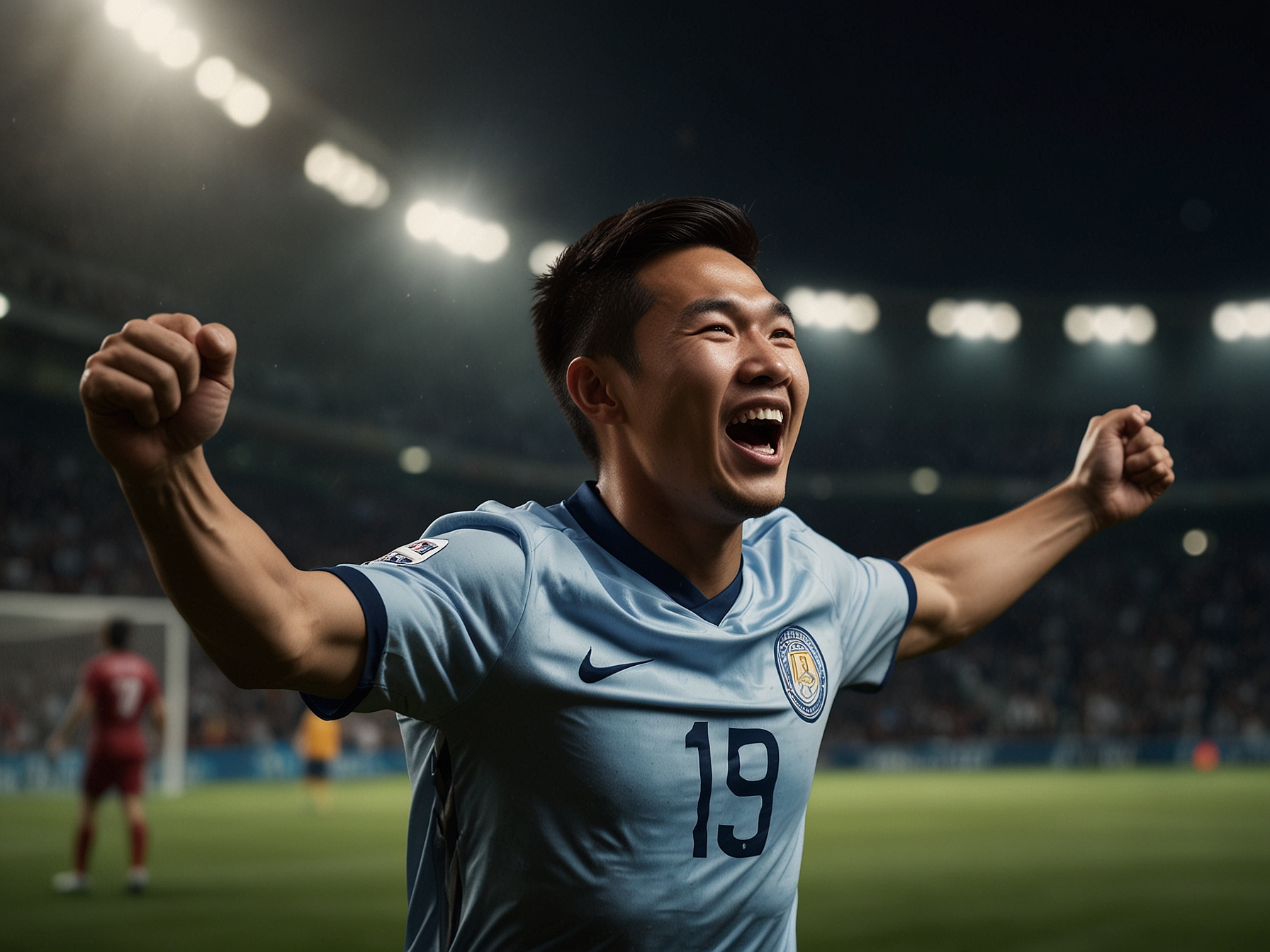 Confident athlete celebrating a win, representing Khm777 energy